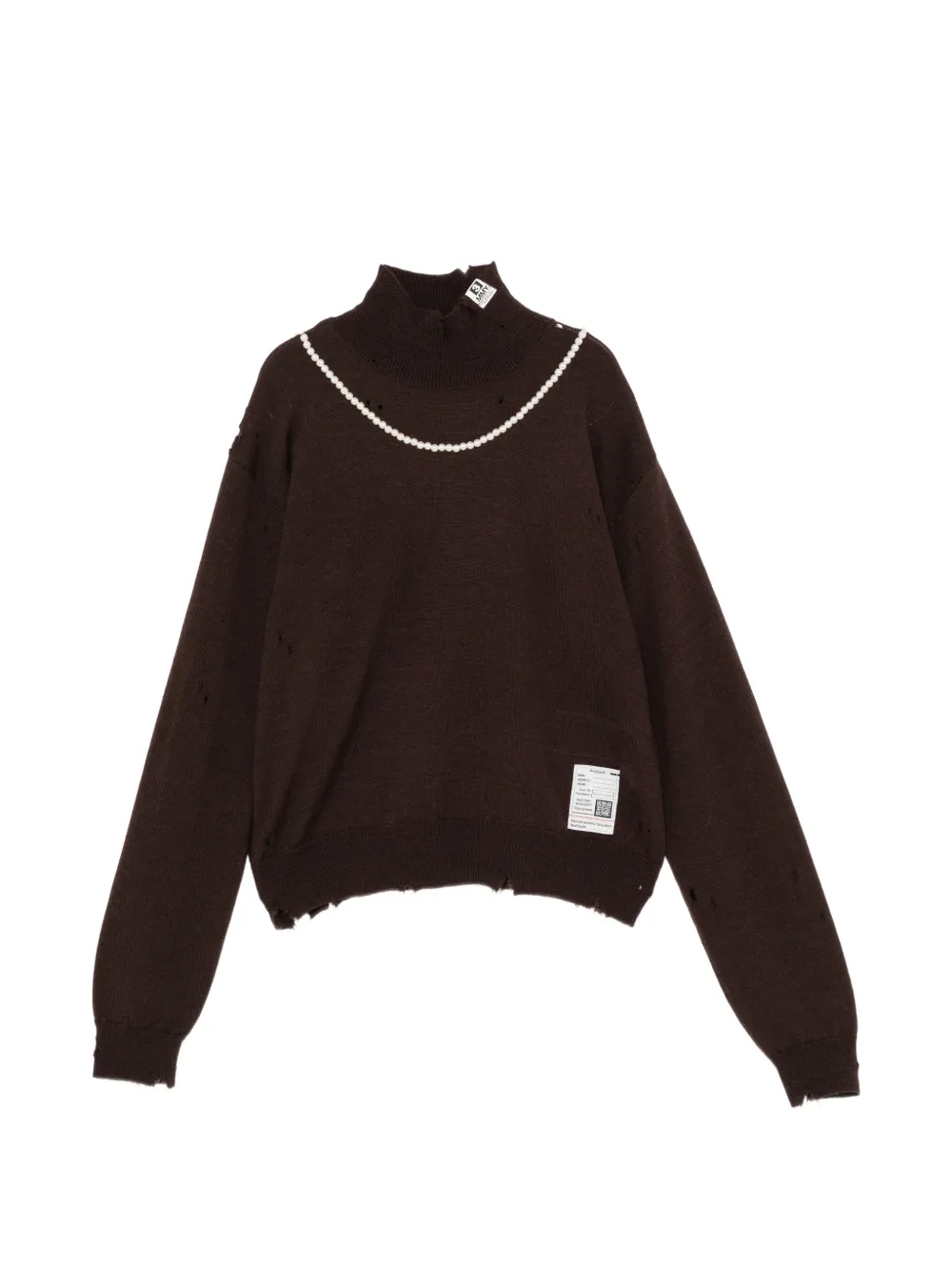 Maison MIHARA YASUHIRO pearl distressed sweater - Marron Maison MIHARA YASUHIRO pearl distressed sweater - Marron