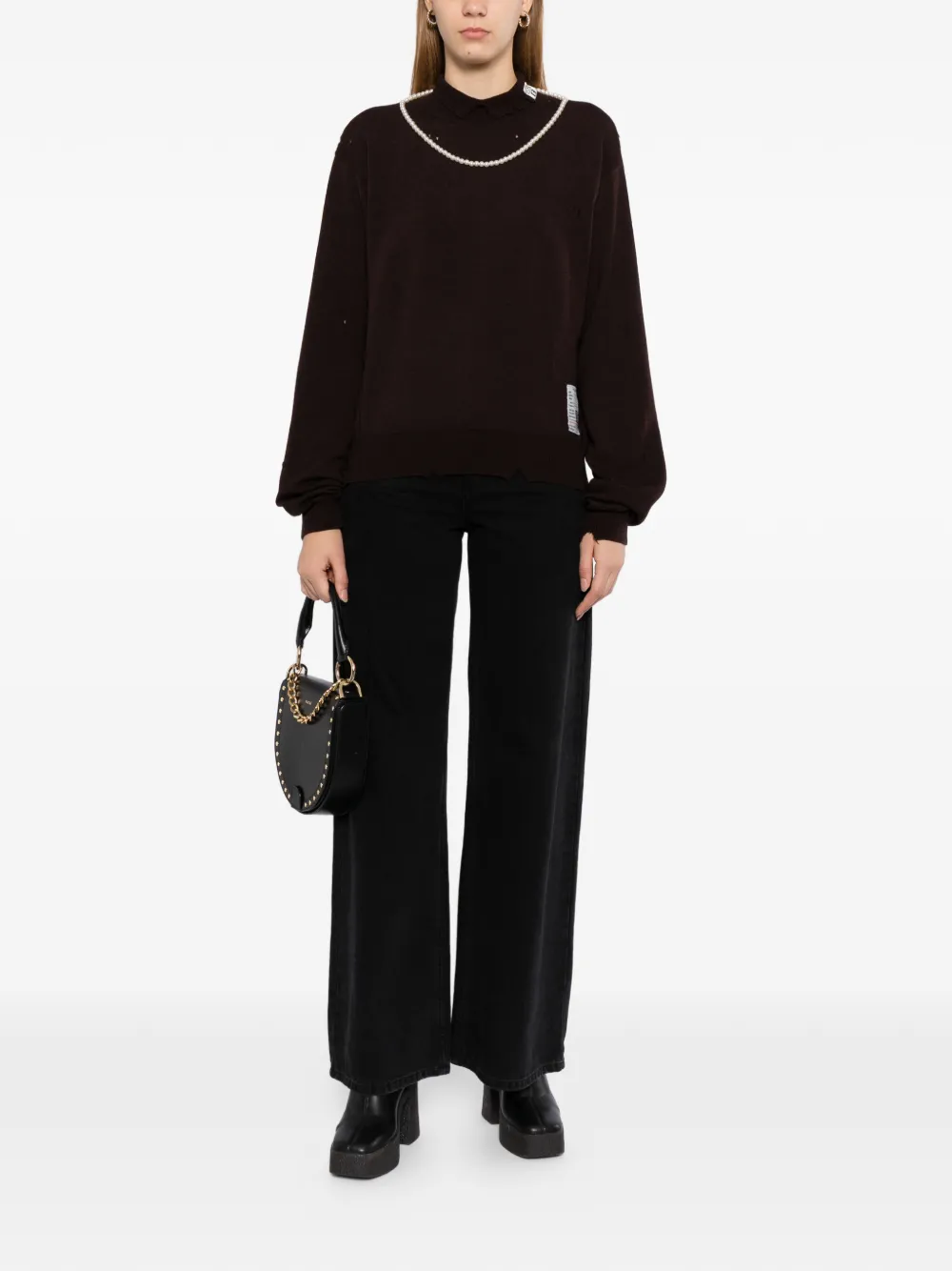 Maison MIHARA YASUHIRO pearl distressed sweater Bruin