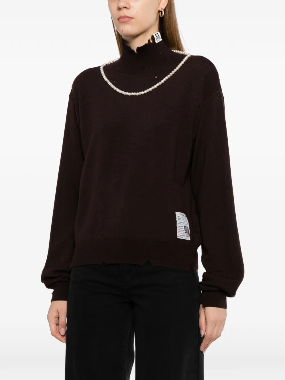 Maison MIHARA YASUHIRO pearl distressed sweater Bruin