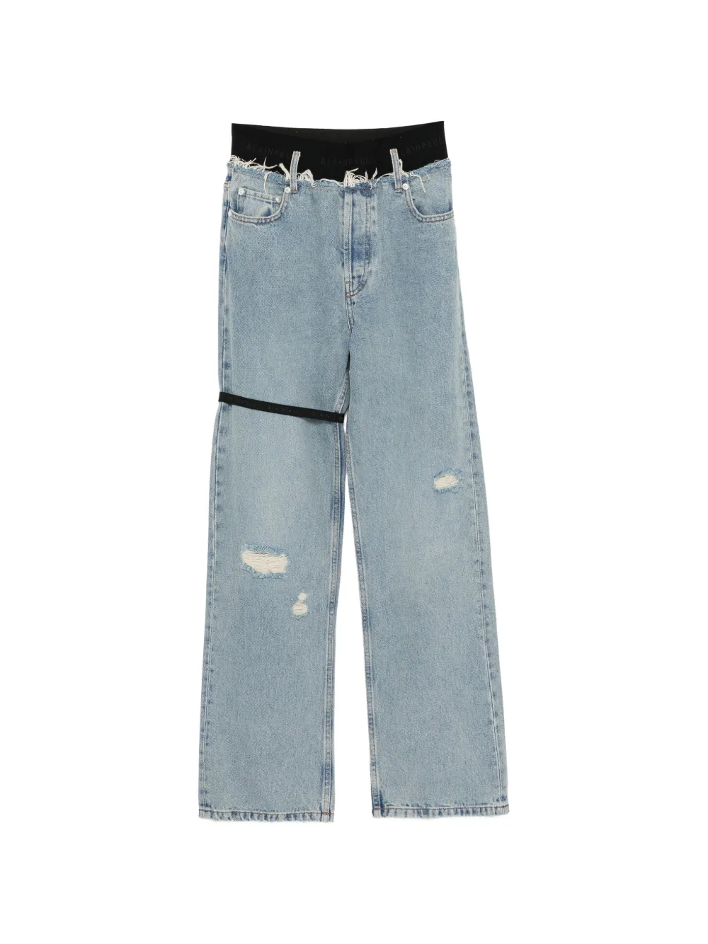 ALAINPAUL distressed elasticated-waist jeans - Blau