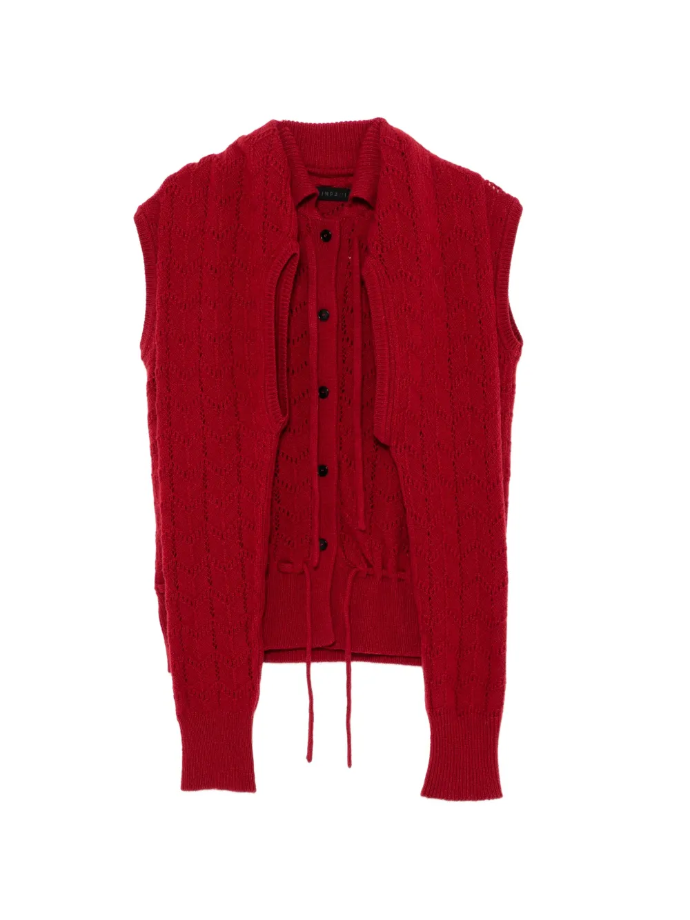 ALAINPAUL pointelle-knit trompe-l'oeil cardigan