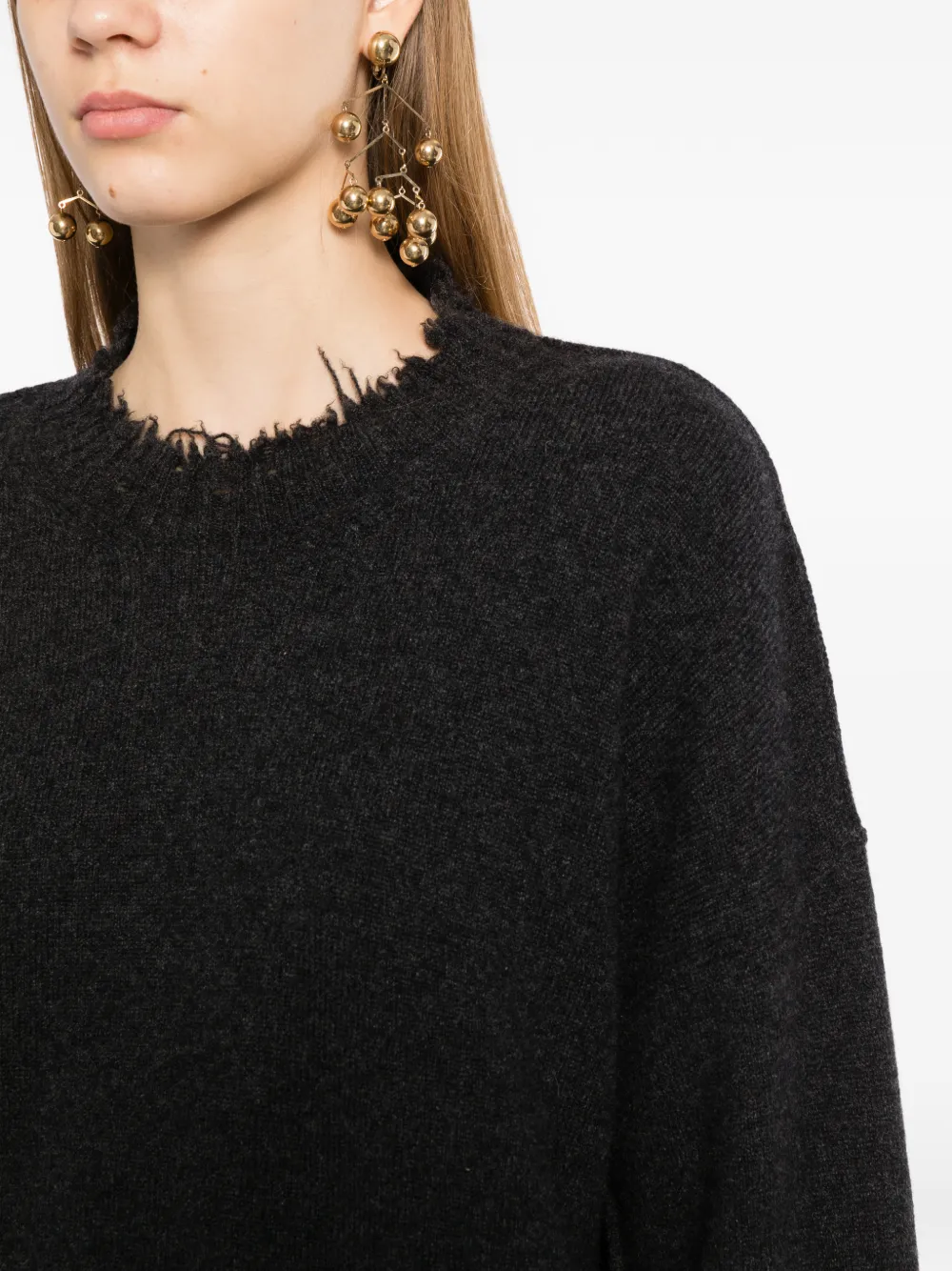 Uma Wang distressed slong-sleeve sweater Grijs