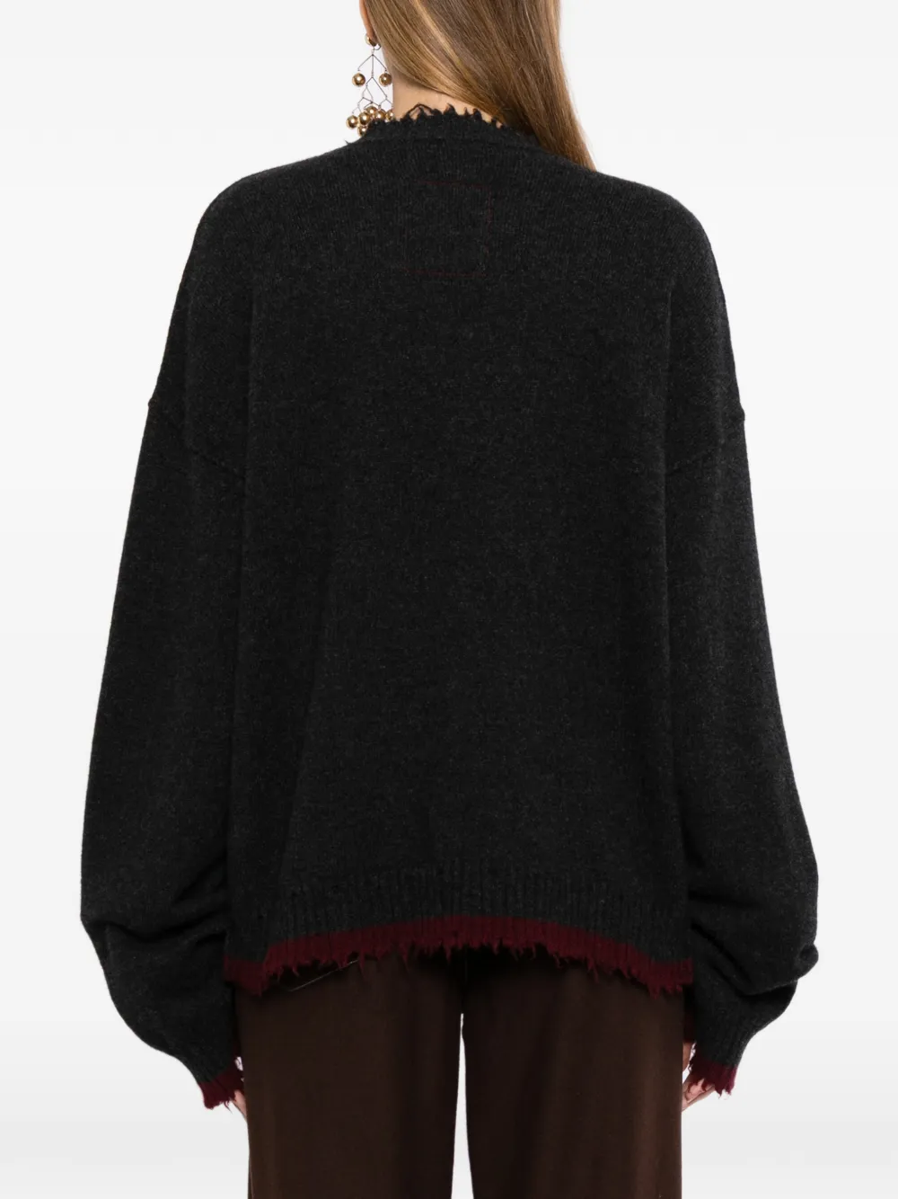 Uma Wang distressed slong-sleeve sweater Grijs