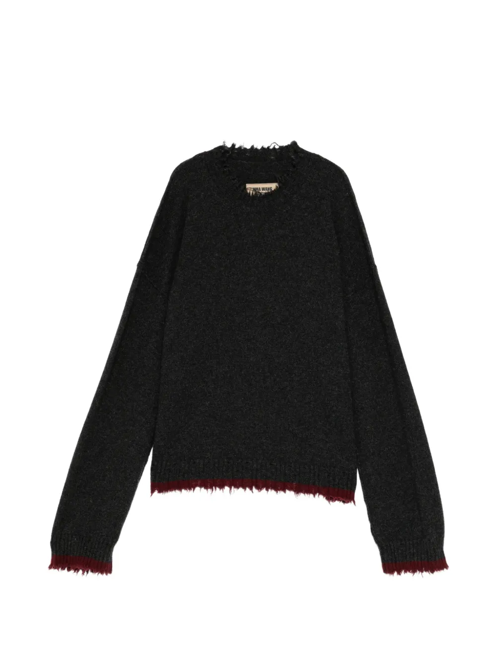 Uma Wang distressed slong-sleeve sweater - Gris