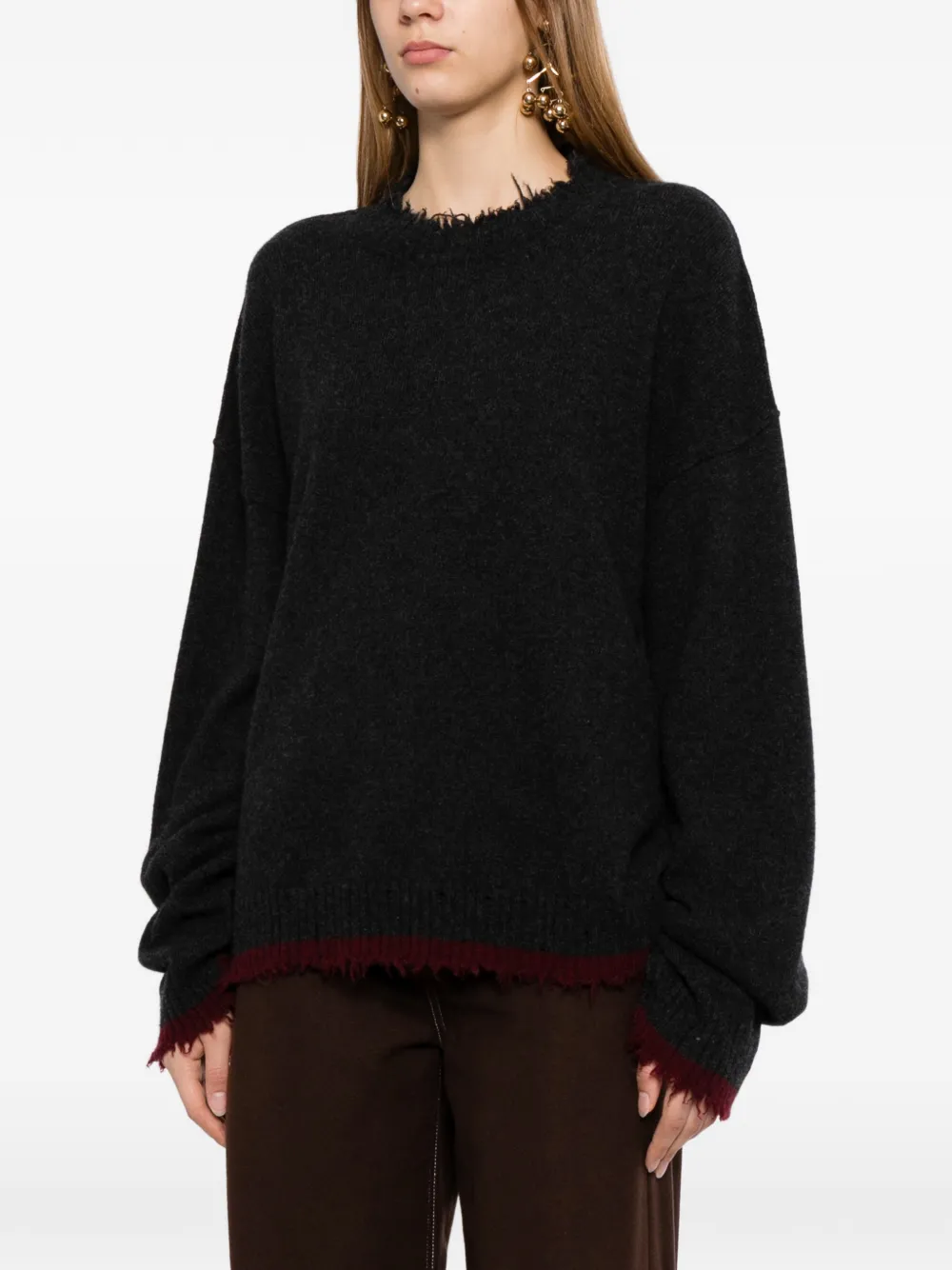 Uma Wang distressed slong-sleeve sweater Grijs