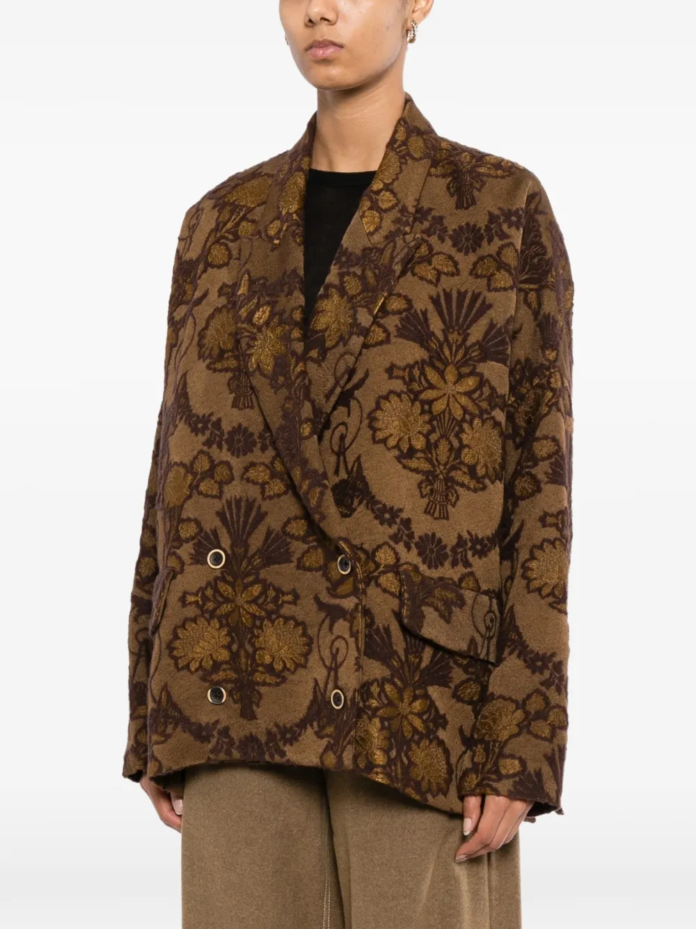 Uma Wang floral-jacquard jacket Bruin