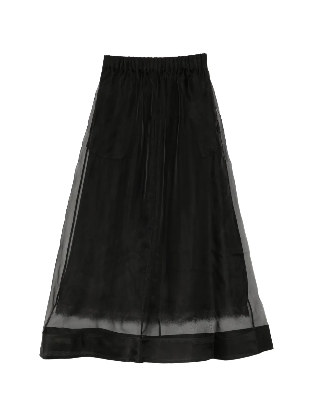 YEAREAST sheer-panel lace-trim skirt
