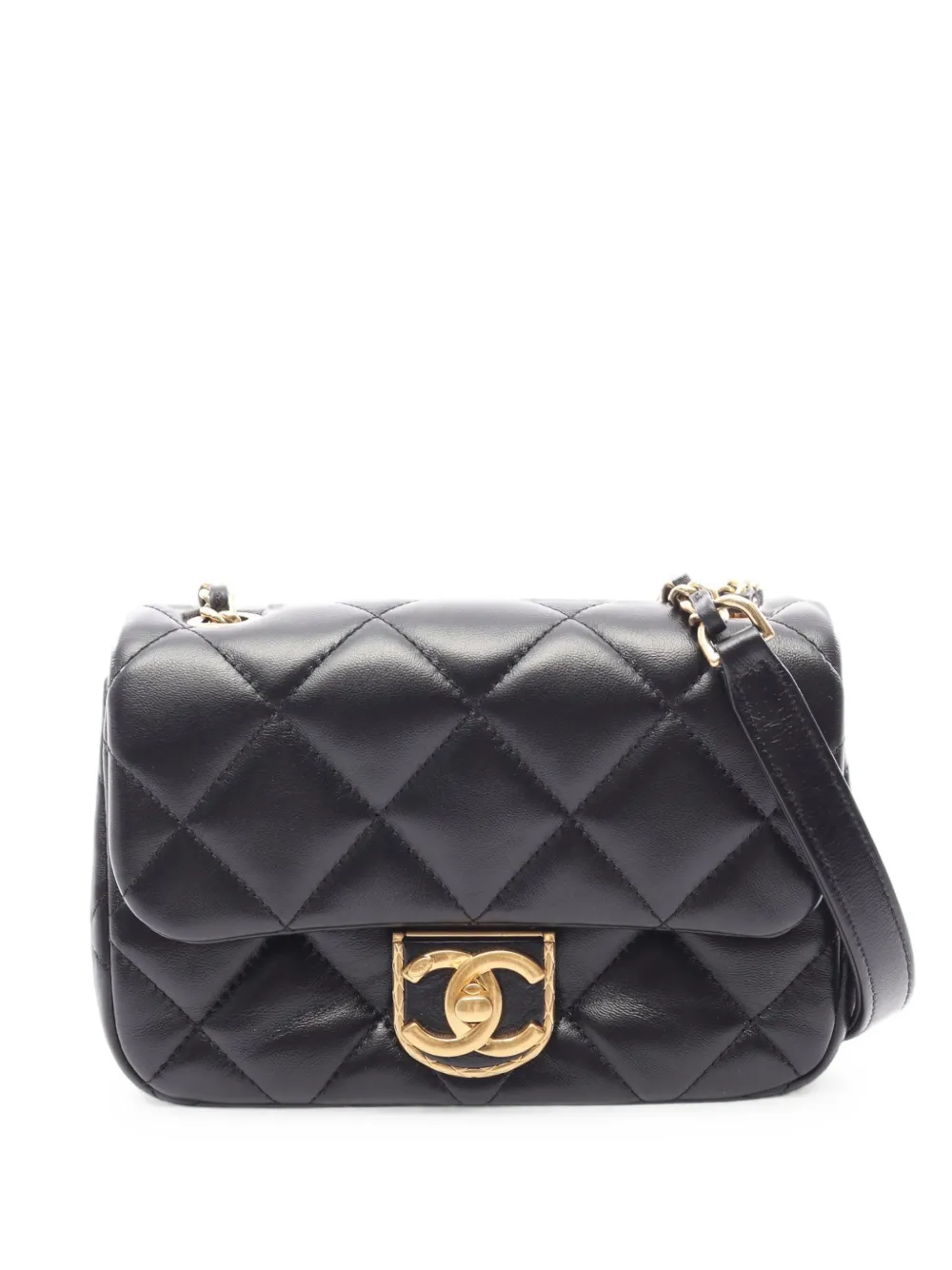 CHANEL Pre-Owned 2021-2026 Small Quilted Lambskin Metal Edge CC Flap crossbody bag - Schwarz