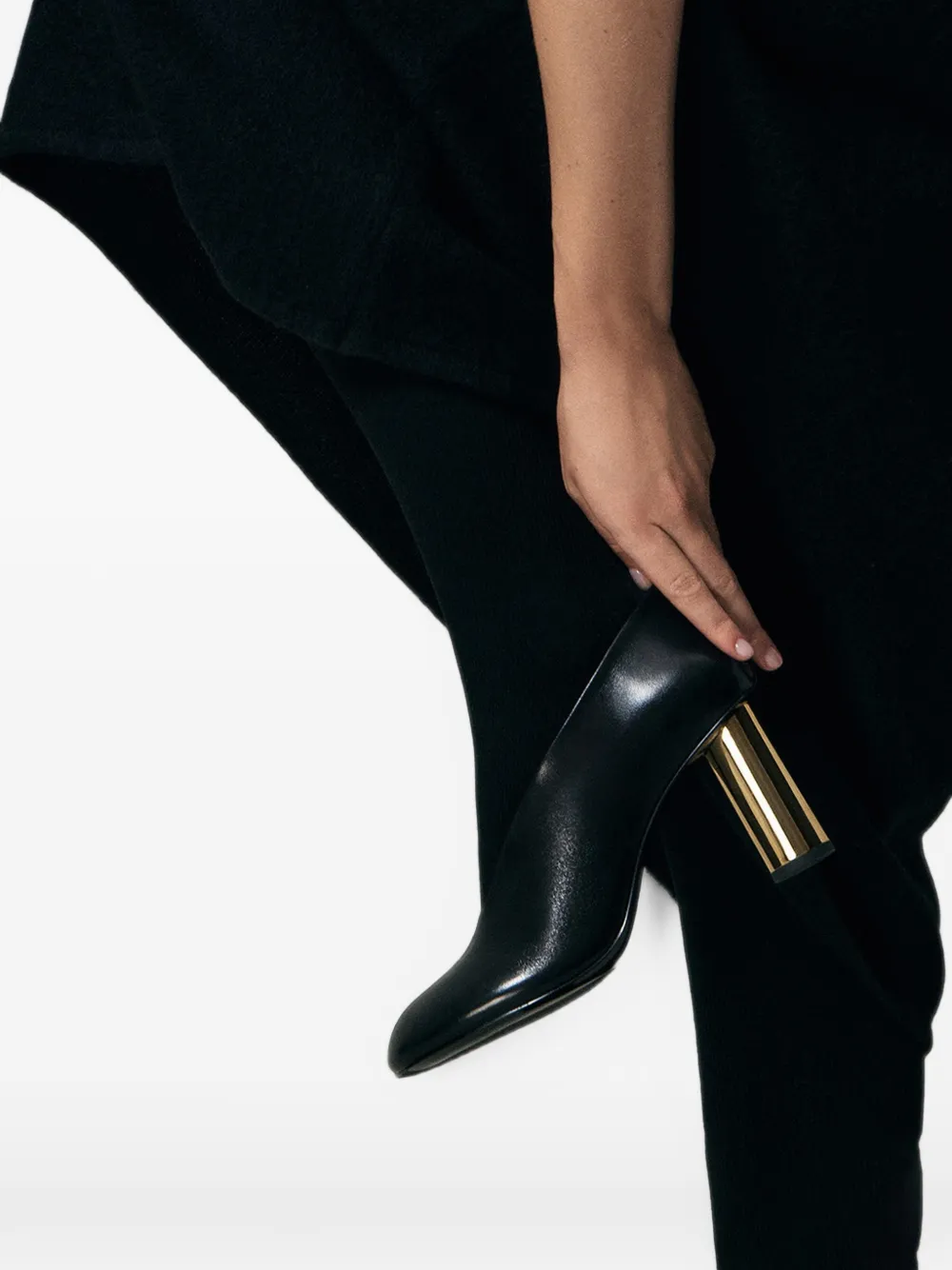 POTAMY cylinder-heel leather pumps Zwart