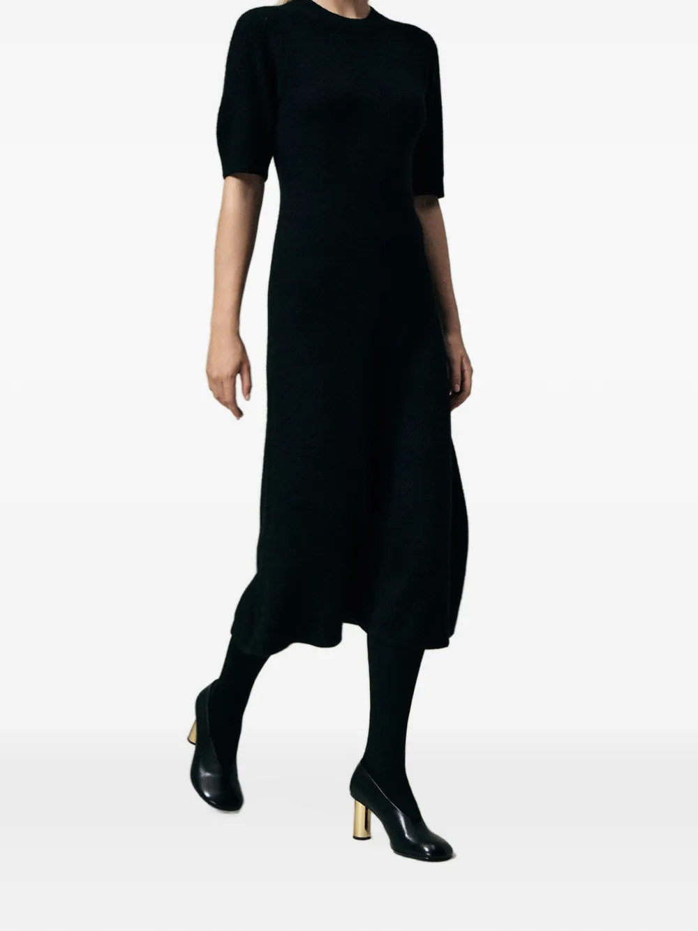 POTAMY cylinder-heel leather pumps Zwart