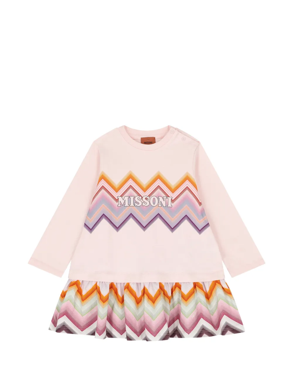 Missoni Kids zigzag-print long-sleeve dress - Rosa