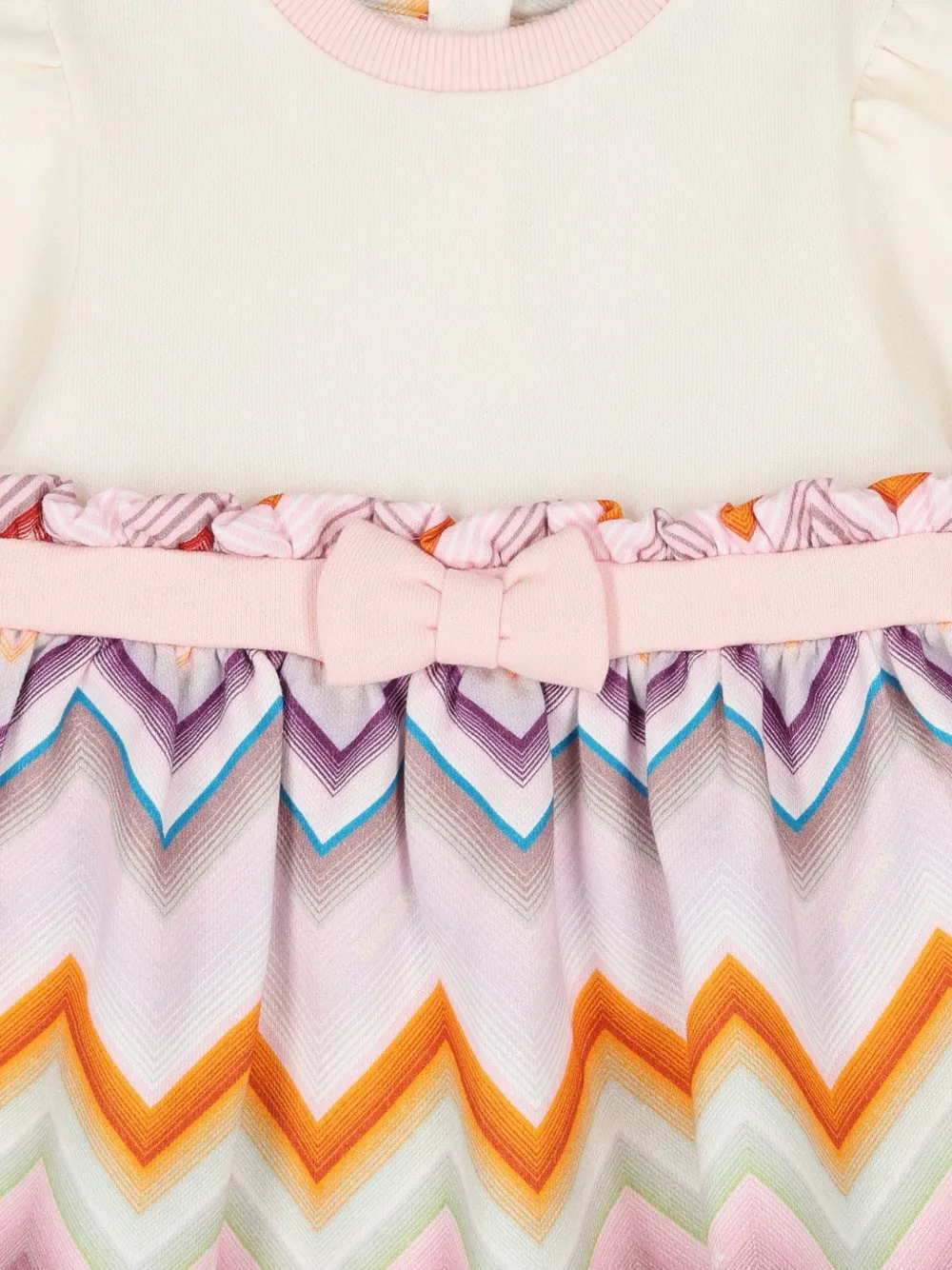 Missoni Kids zigzag-print bow-detail dress Beige
