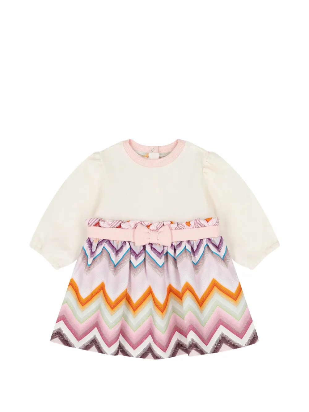 Missoni Kids zigzag-print bow-detail dress Beige