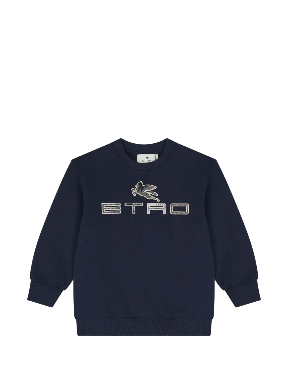 ETRO KIDS Pegaso sweater met geborduurd logo Blauw