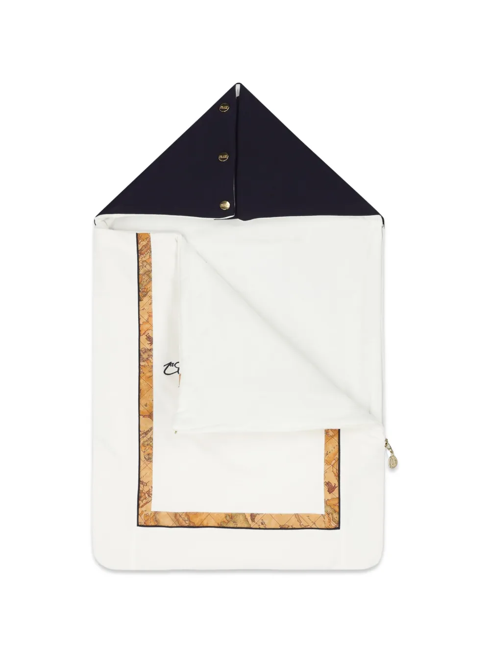 Alviero Martini Kids Geo Map slaapzak met geborduurd logo Beige