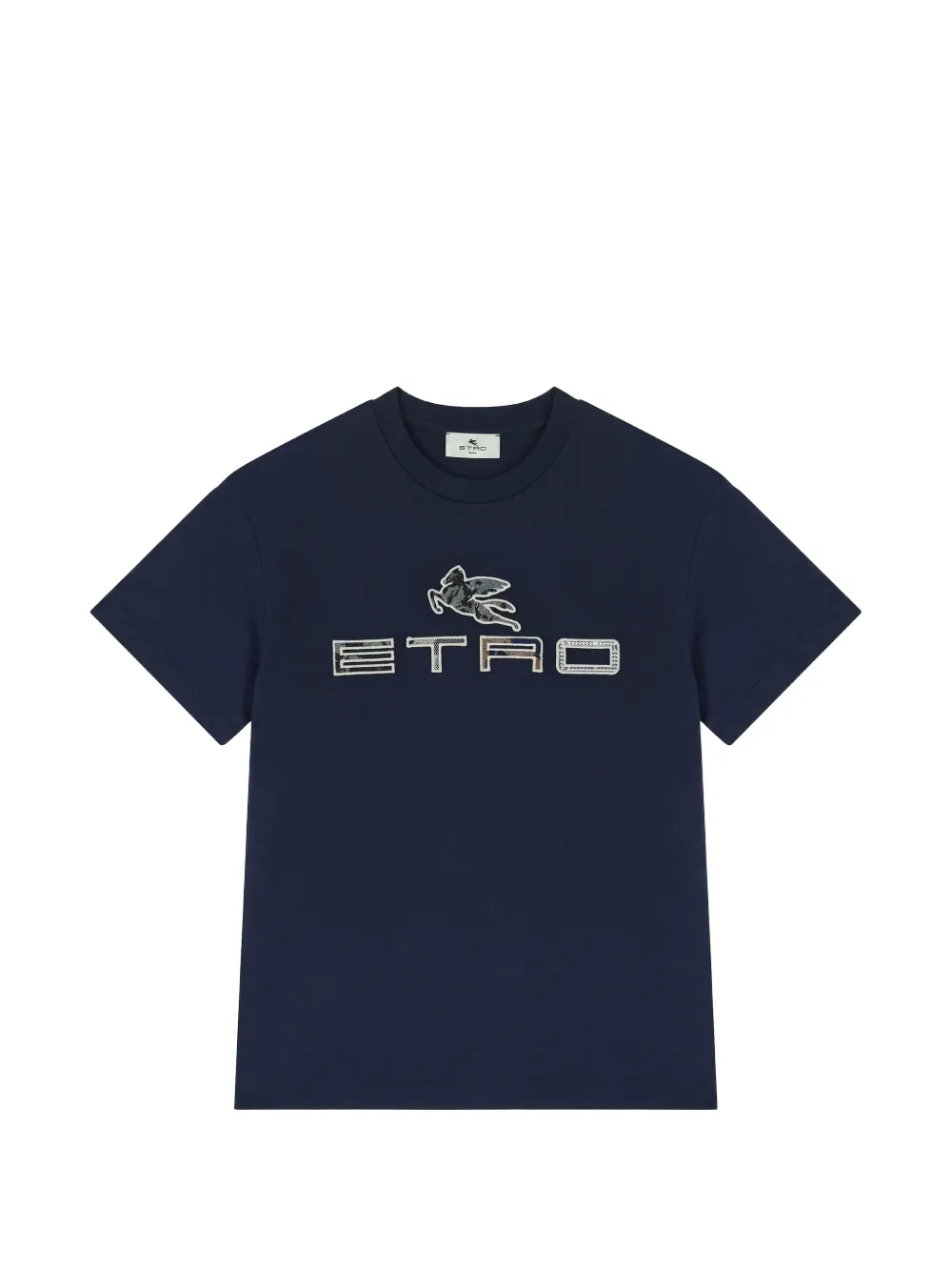 ETRO KIDS T-shirt Pegaso con applicazione logo - Blu