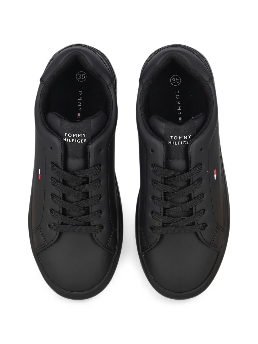 Tommy Hilfiger Junior logo-patch lace-up sneakers Zwart