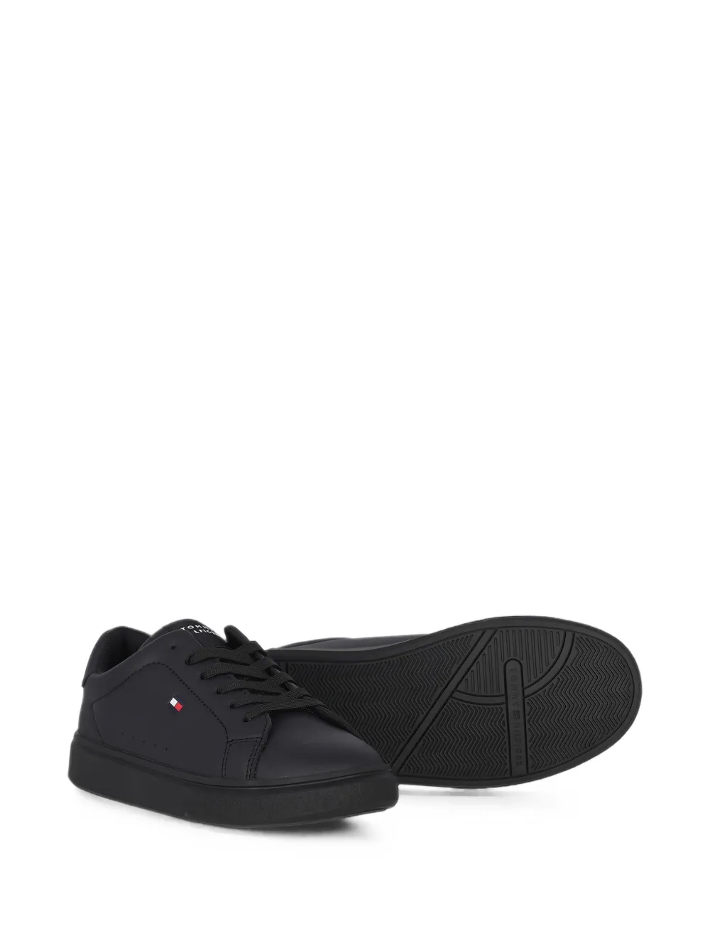 Tommy Hilfiger Junior logo-patch lace-up sneakers Zwart