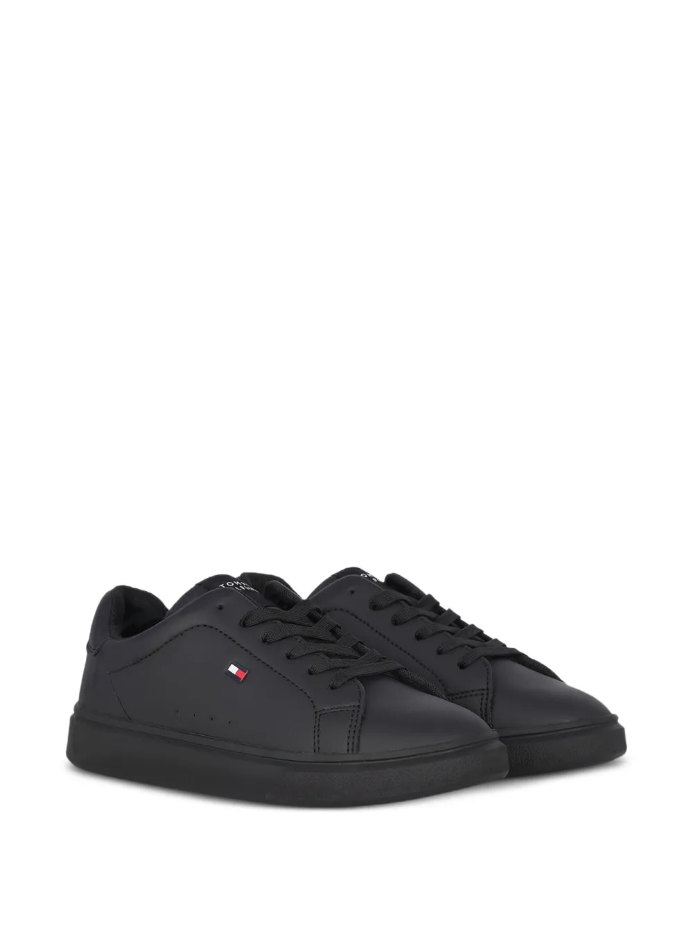 Tommy Hilfiger Junior logo-patch lace-up sneakers Zwart