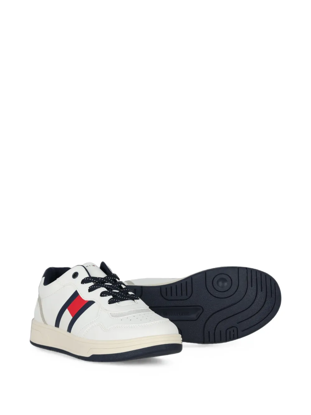 Tommy Hilfiger Junior perforated logo-patch sneakers Wit