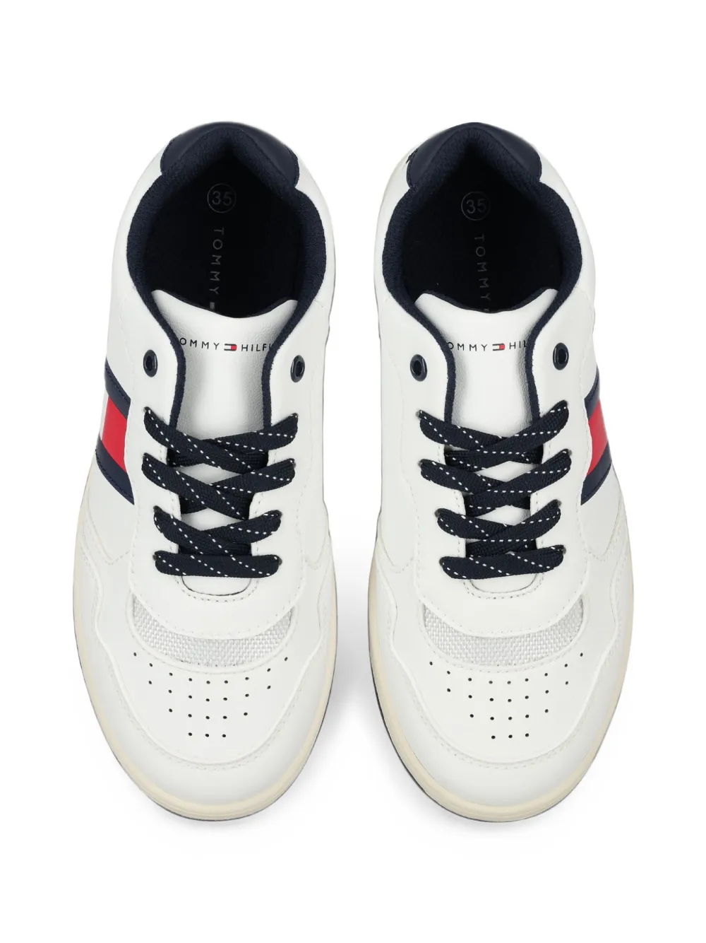 Tommy Hilfiger Junior perforated logo-patch sneakers Wit