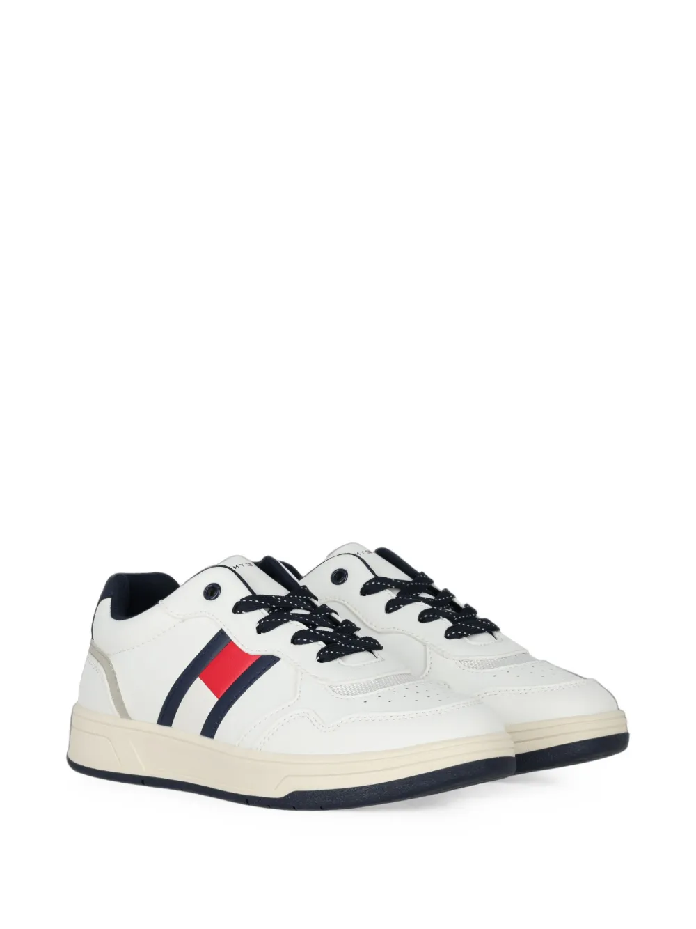 Tommy Hilfiger Junior perforated logo-patch sneakers - Bianco