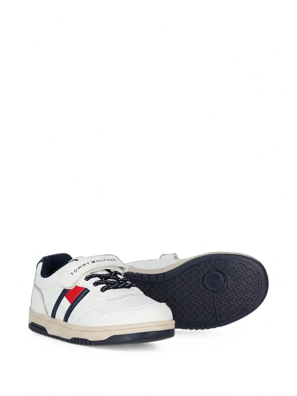 Tommy Hilfiger Junior touch-strap Flag-detail sneakers Wit