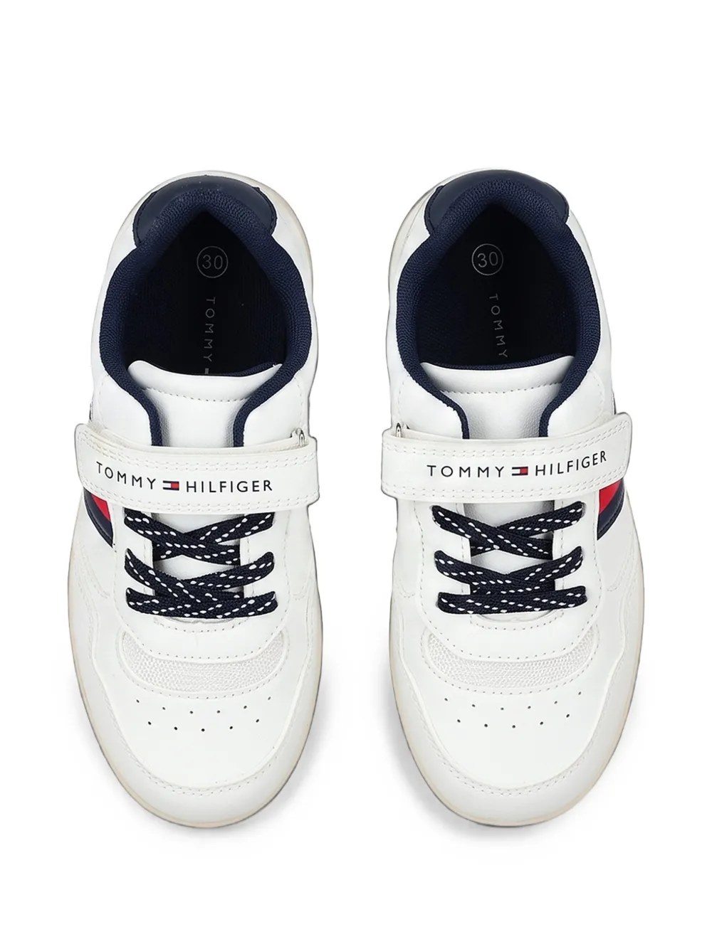 Tommy Hilfiger Junior touch-strap Flag-detail sneakers Wit