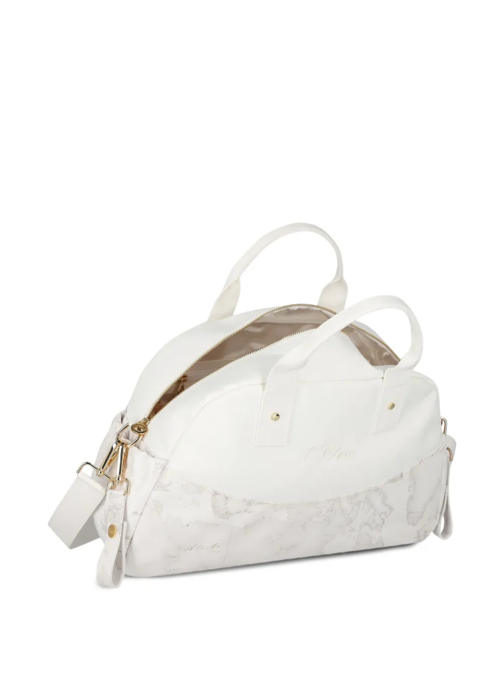 Alviero Martini Kids Geo White luiertas met kaartprint Wit