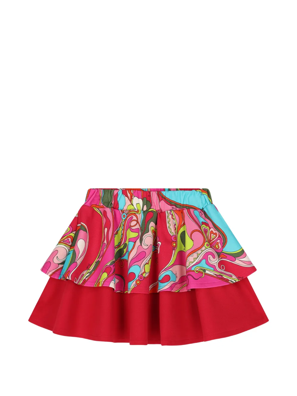 PUCCI Junior Gelaagde rok met Marmo-print Rood