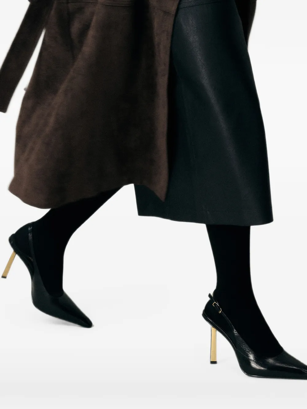 POTAMY embossed slingback pumps Zwart