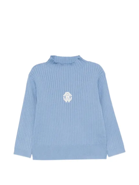 Roberto Cavalli Junior logo-embroidered ribbed-knit sweater