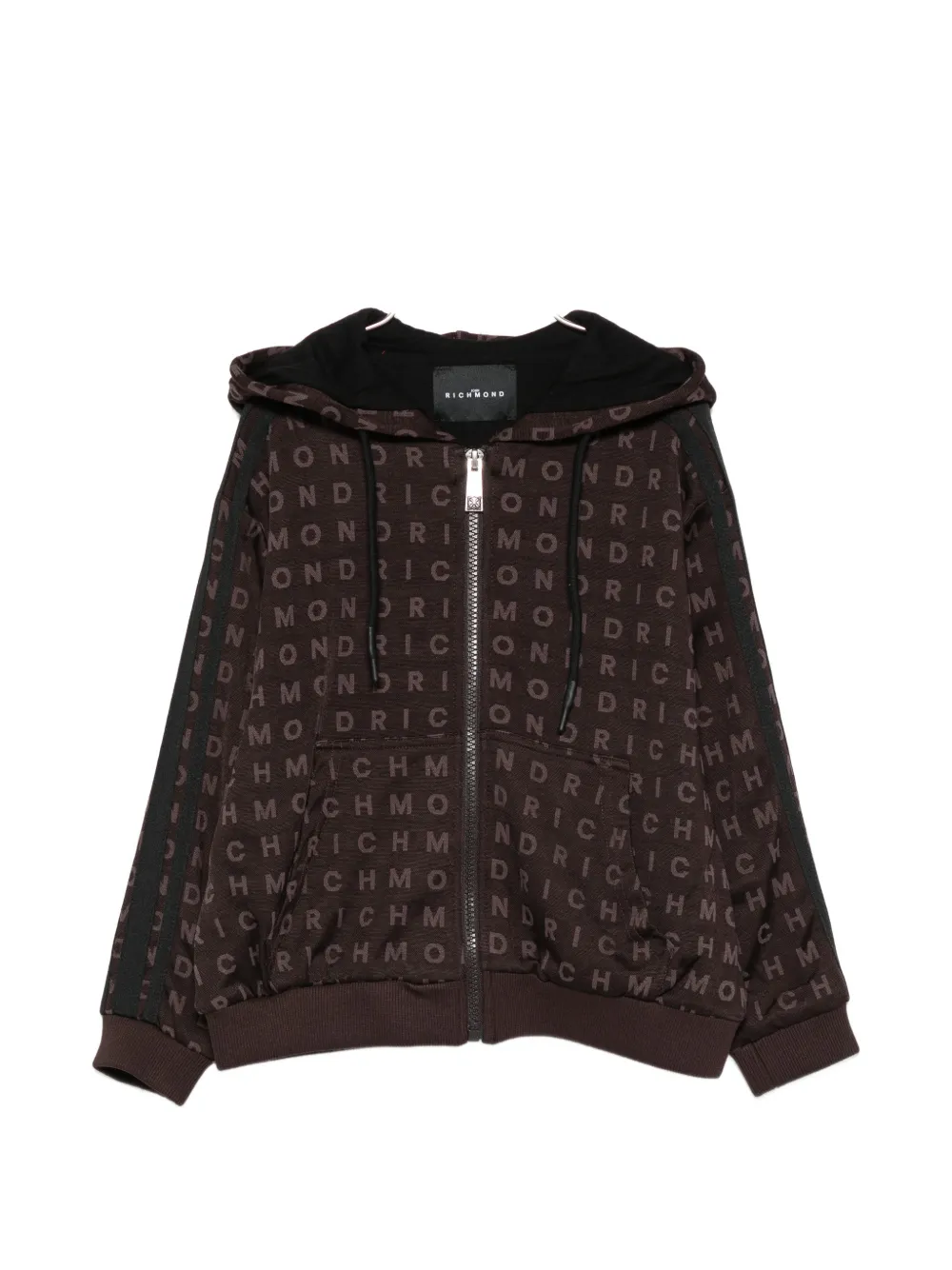 John Richmond Junior logo-print zip-up hoodie - Marrone