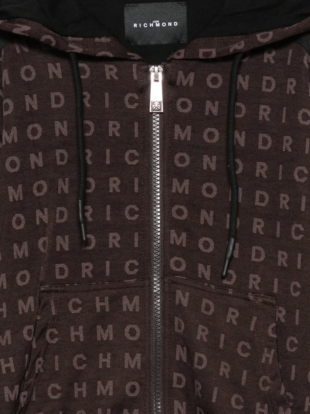 John Richmond Junior Hoodie met logoprint en rits Bruin