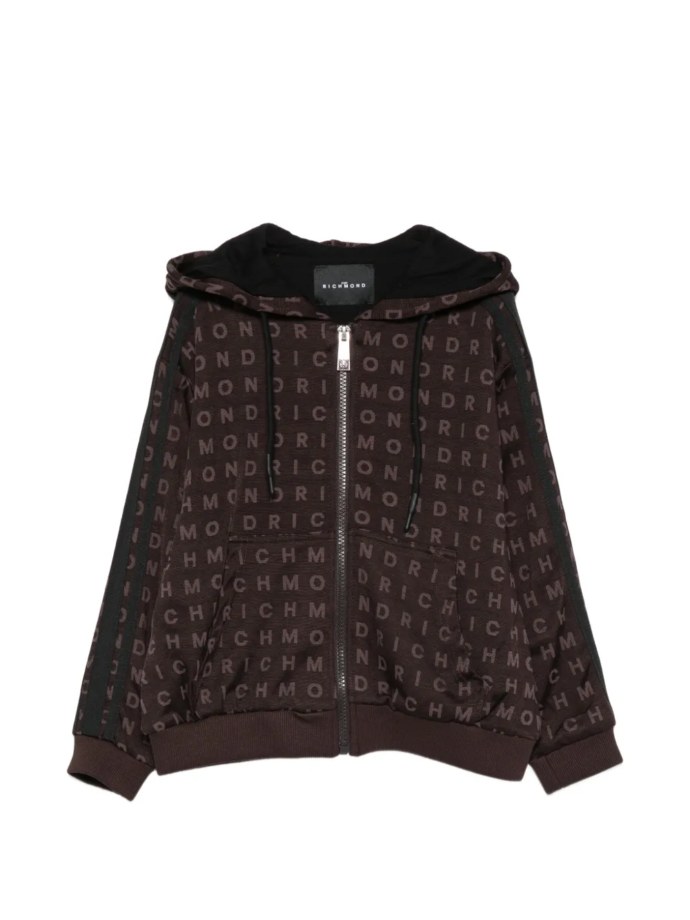 John Richmond Junior Hoodie met logoprint en rits Bruin
