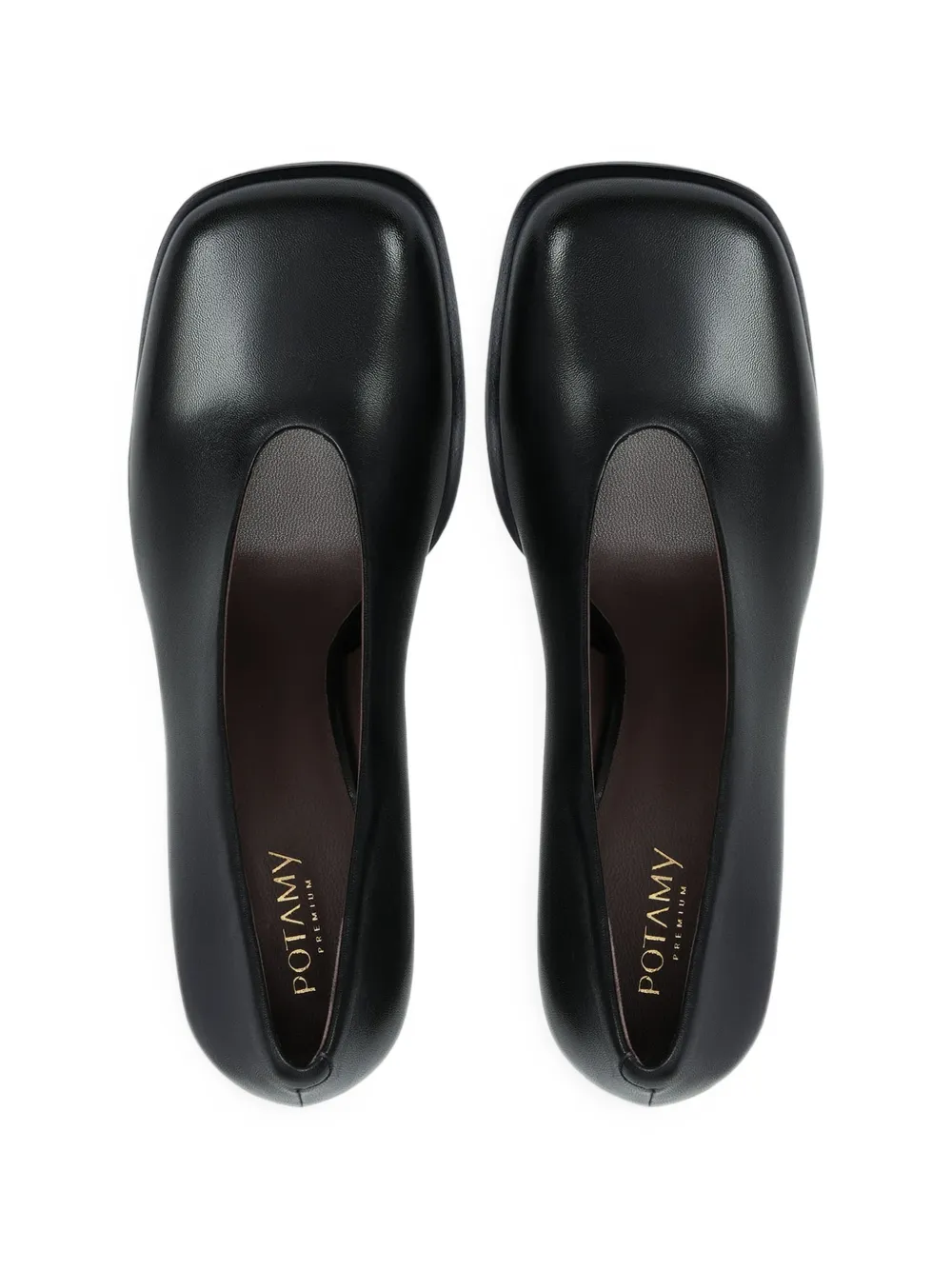 POTAMY square-toe leather pumps Zwart