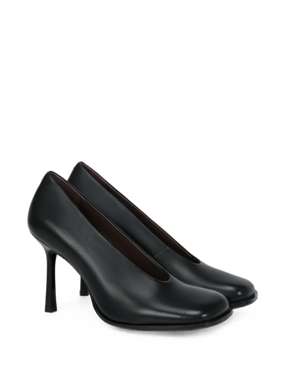 POTAMY square-toe leather pumps Zwart