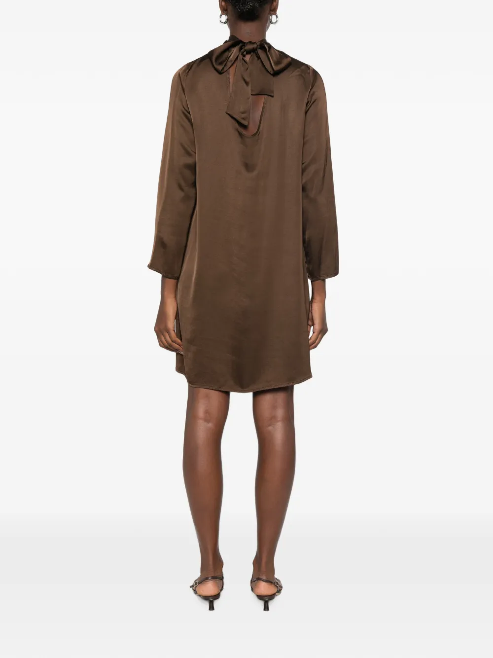 DIXIE Mini-jurk met hoge hals en strikdetail Bruin