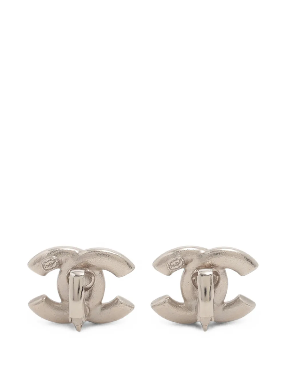 CHANEL Pre-Owned Orecchini a clip CC in ottone con strass e cristalli 2025 - Argento