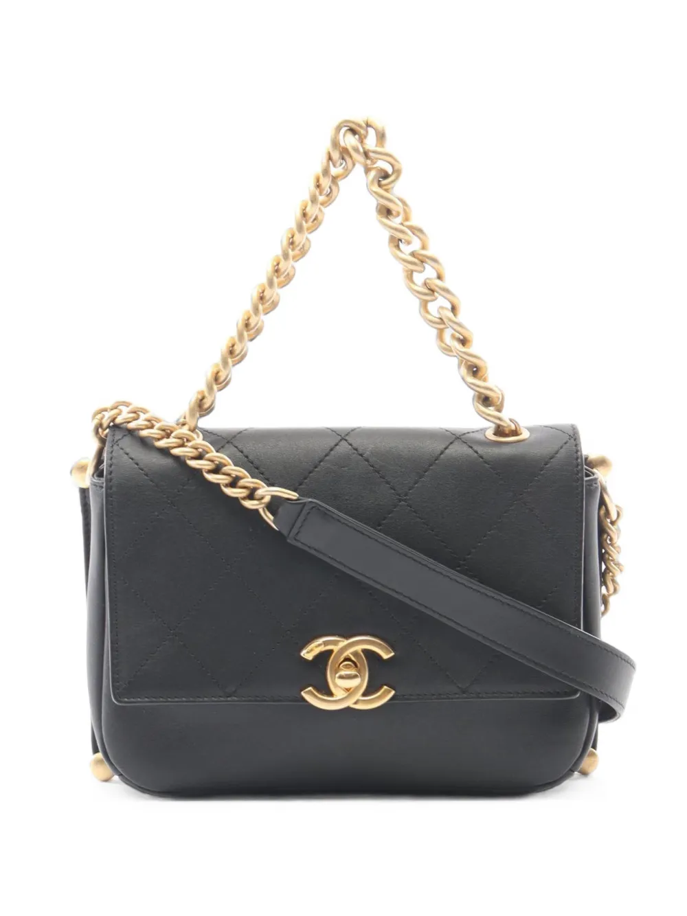 CHANEL Pre-Owned 2018-2019 CC Stitched Calfskin Chain Flap satchel - Schwarz