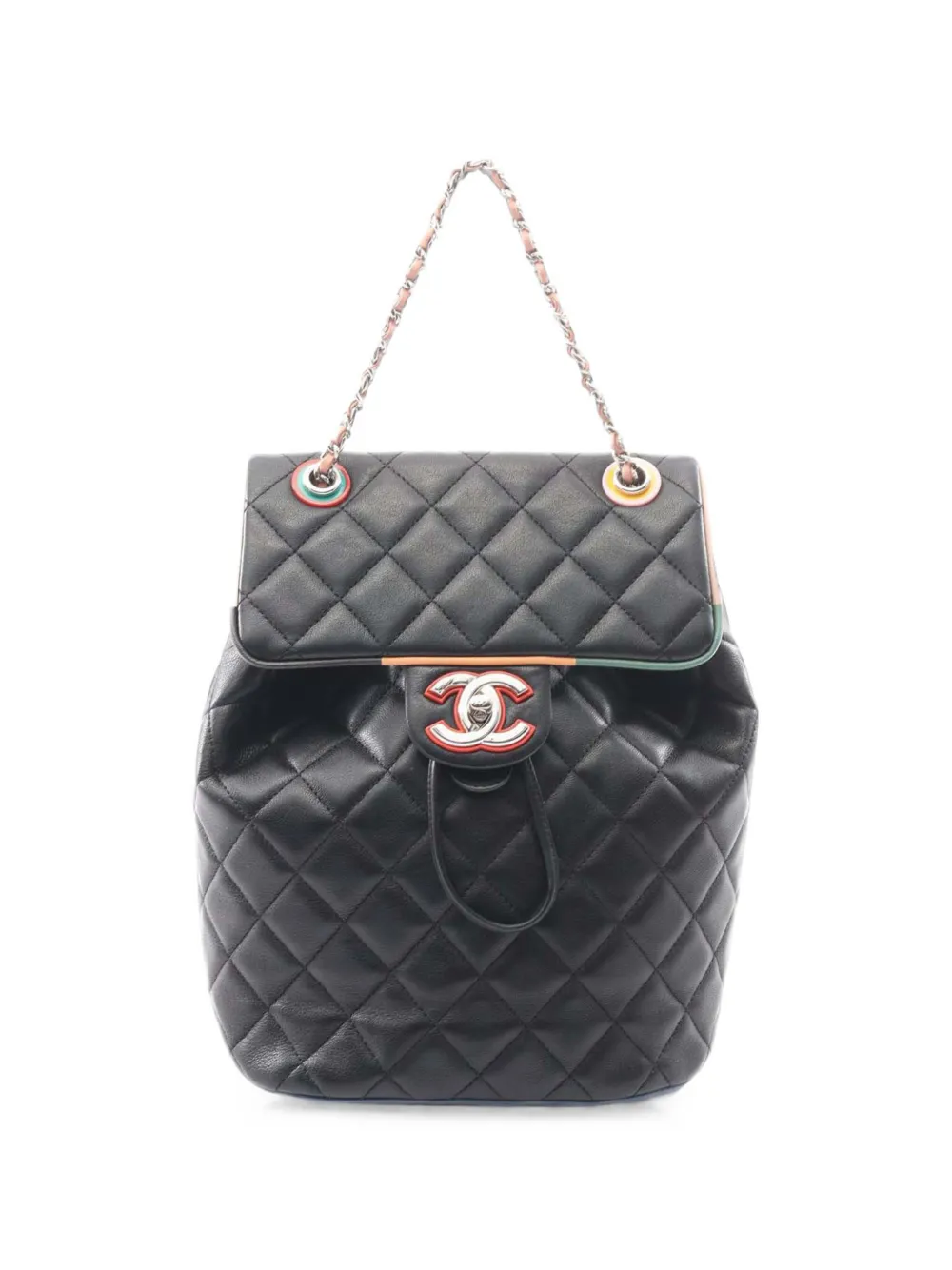 CHANEL Pre-Owned 2016-2017 Small Lambskin Cuba Color Urban Spirit backpack - Black