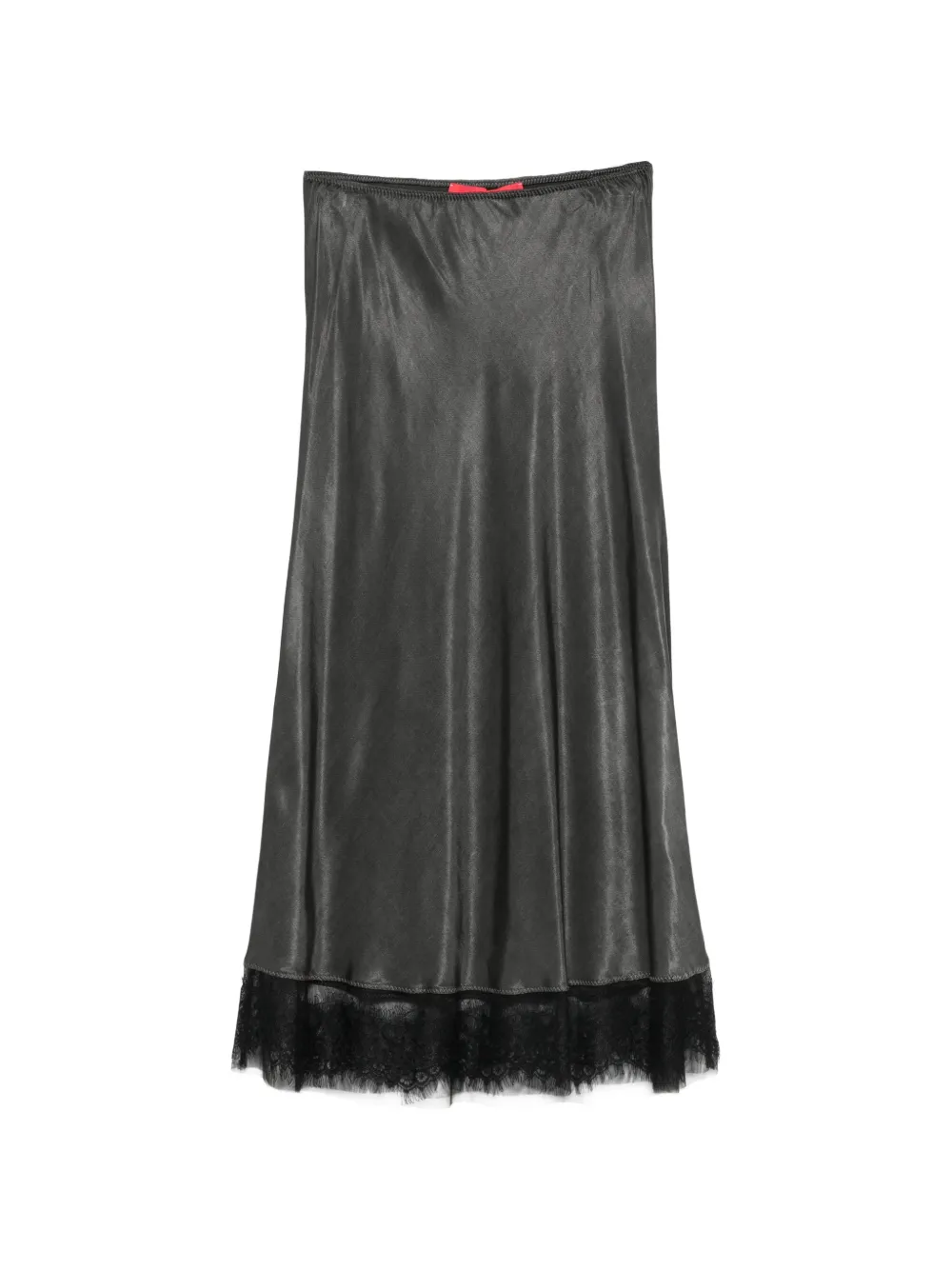 Virginia Bizzi Lace-trim Satin Midi Skirt In Grey