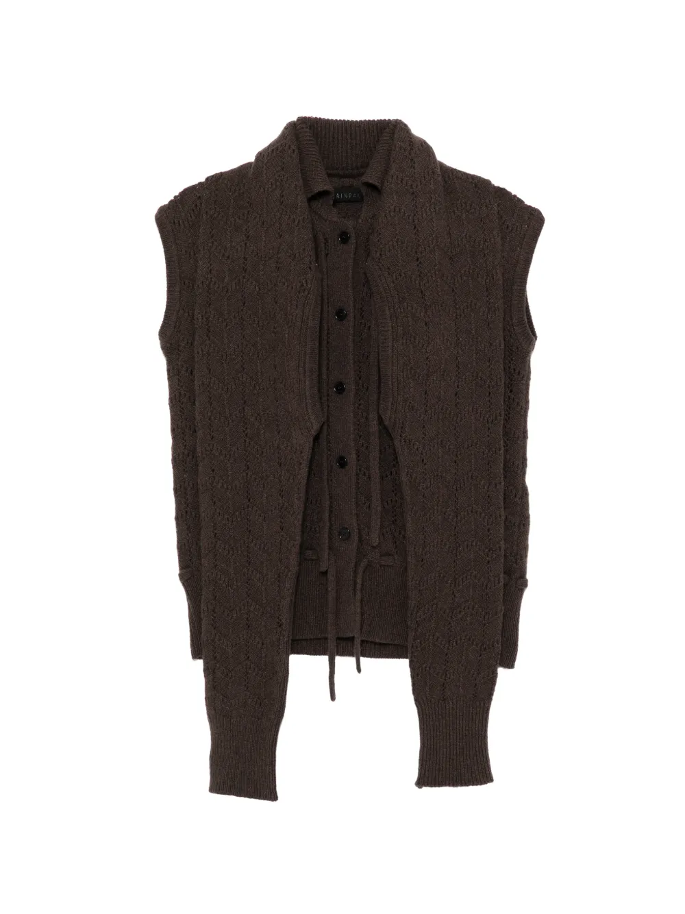 ALAINPAUL pointelle-knit trompe-l'oeil cardigan
