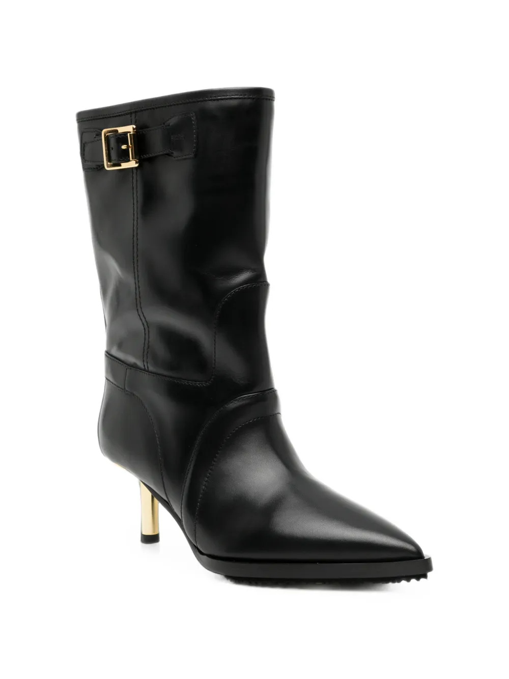 sacai pointed-toe buckled ankle boots Zwart