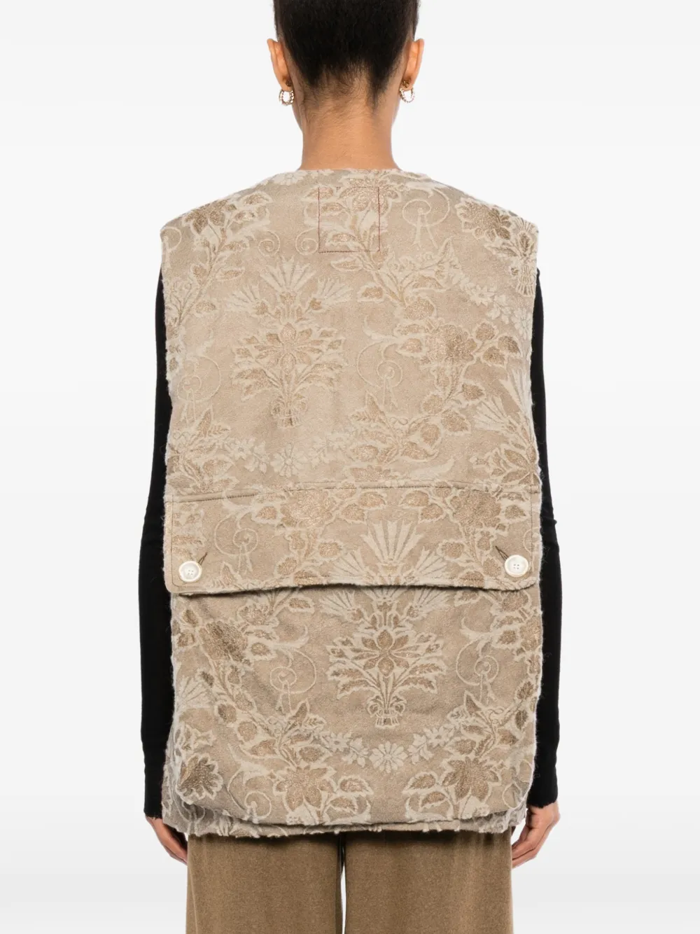 Uma Wang floral-jacquard gilets Beige