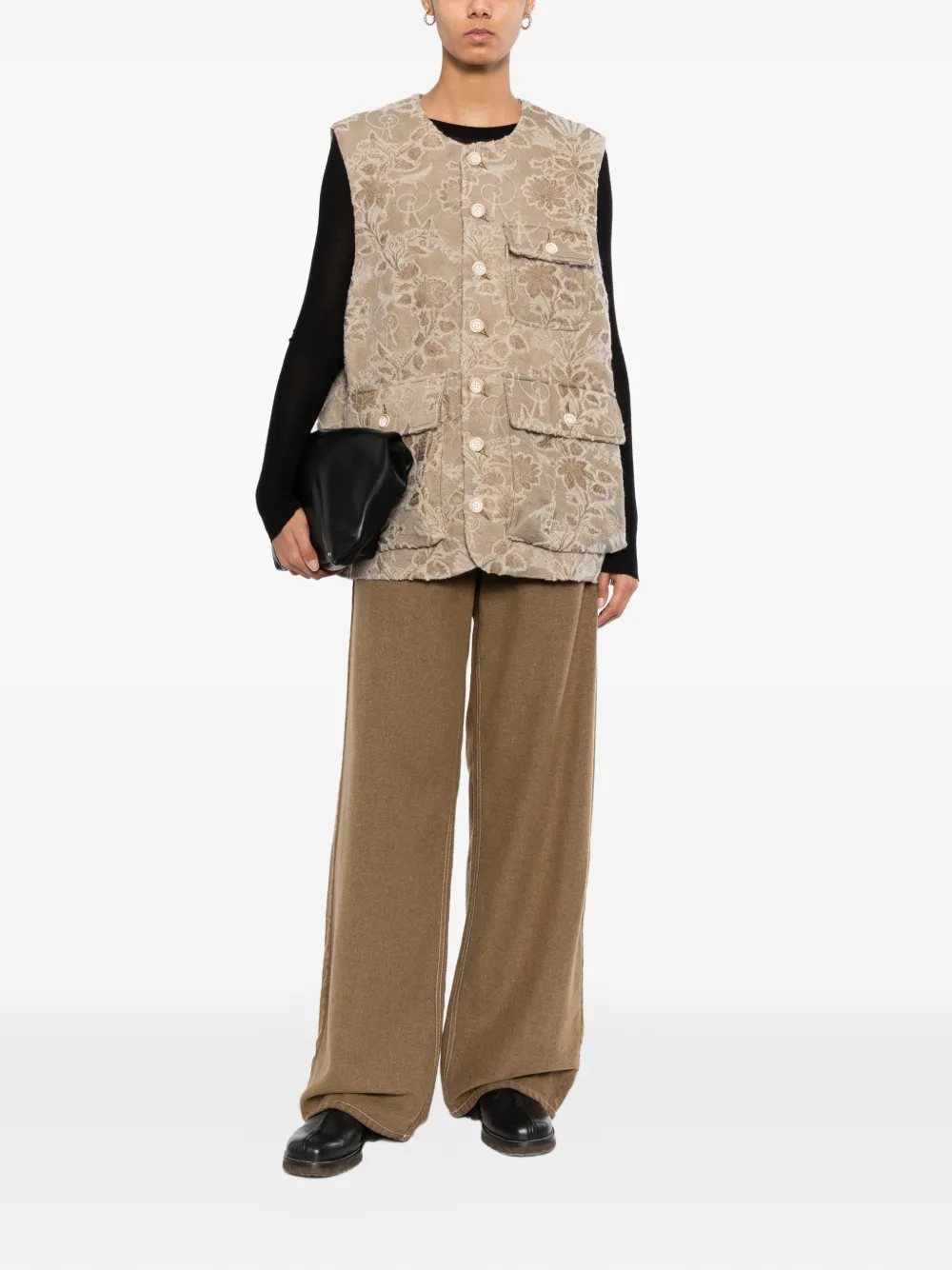Uma Wang floral-jacquard gilets Beige