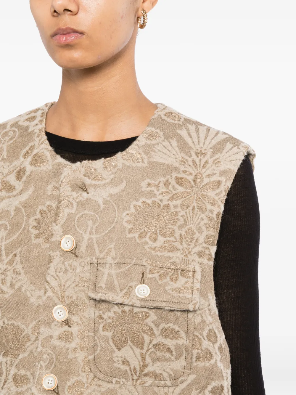 Uma Wang floral-jacquard gilets Beige