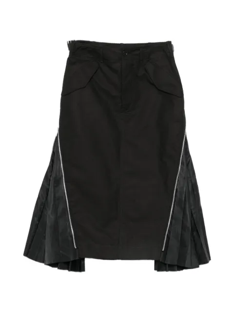 sacai falda midi con cremallera y pliegues