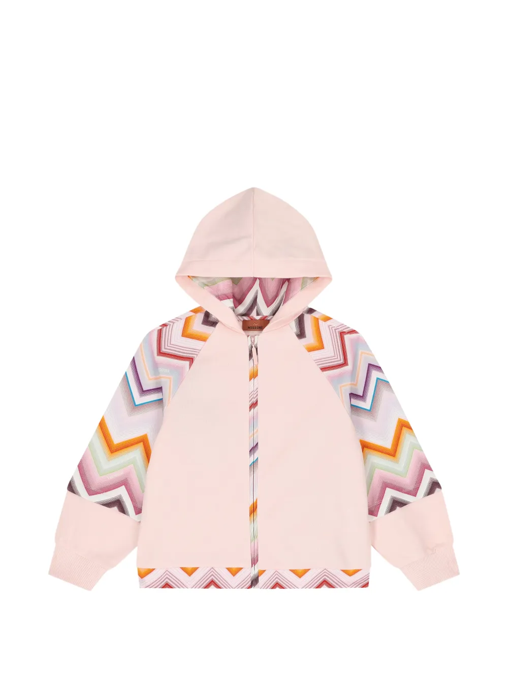 Missoni Kids Hoodie met zigzag-print en raglan mouwen Roze