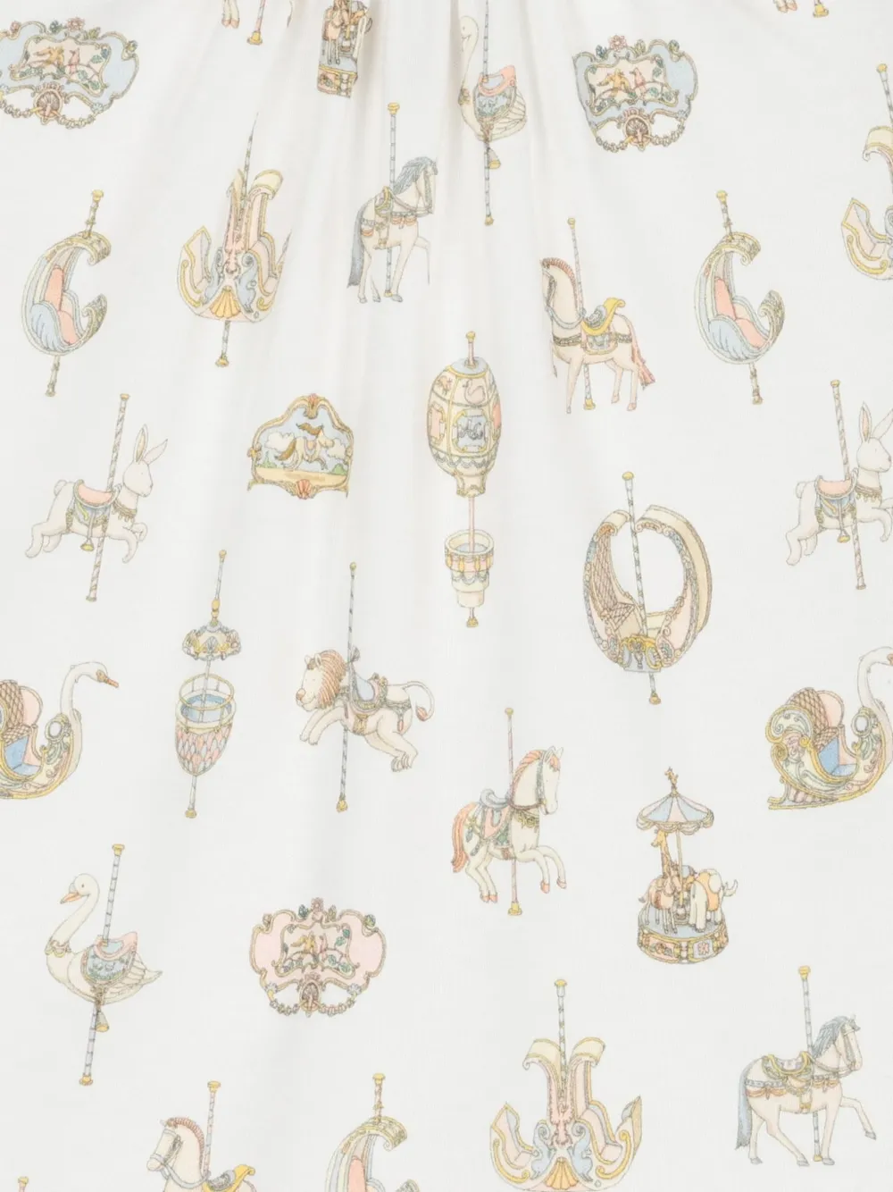 Atelier Choux Jurk met carrousel-print en ruches Wit